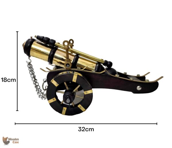 Home Decor Items for Living Room showpiece | Wooden Canon showpiece | Antique Handmade Brass & Wooden top/Cannon - Image 5