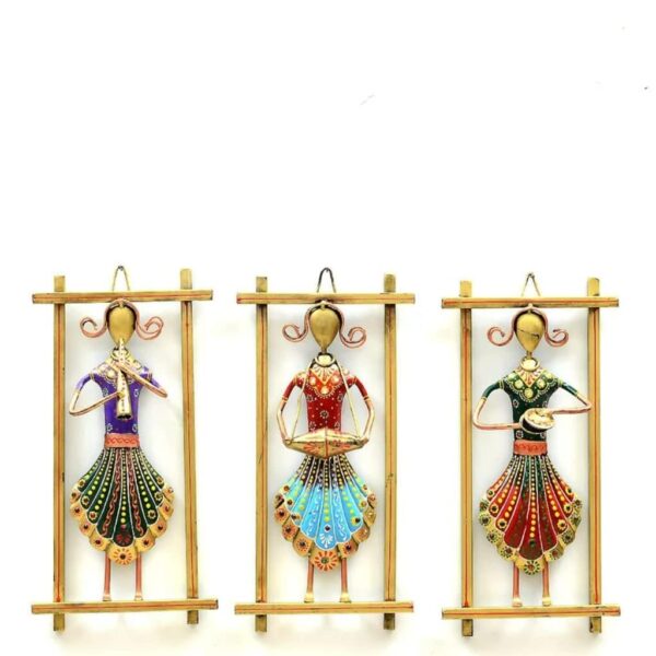 Desired decor - Handmade Rajasthani Musician Showpiece for wall decoration for living room - wall decoration items for bedroom - Metal - Multicolour - Set of 3 Frames - Medium size - Image 2