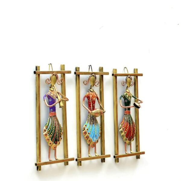 Desired decor - Handmade Rajasthani Musician Showpiece for wall decoration for living room - wall decoration items for bedroom - Metal - Multicolour - Set of 3 Frames - Medium size - Image 3