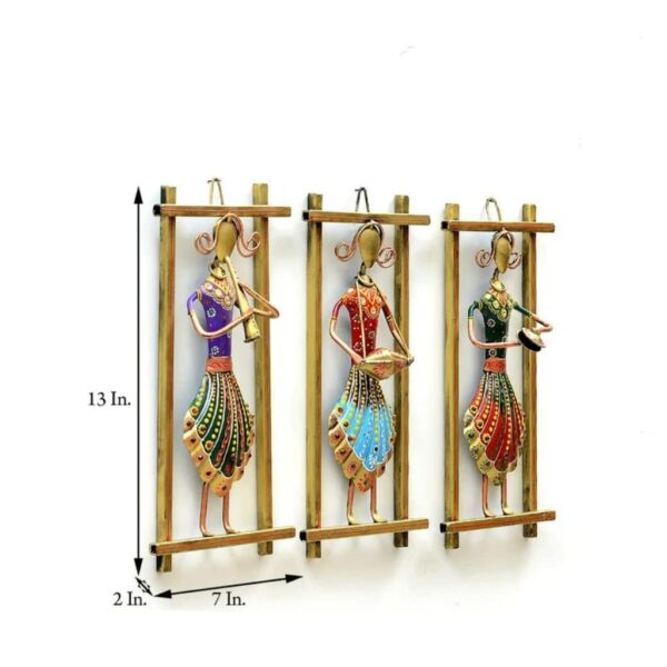 Desired decor - Handmade Rajasthani Musician Showpiece for wall decoration for living room - wall decoration items for bedroom - Metal - Multicolour - Set of 3 Frames - Medium size - Image 4