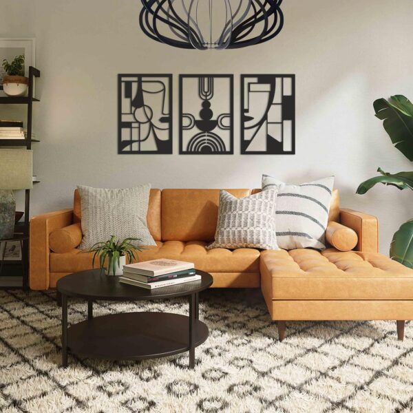 Shilp Handicraft Boho Faces Set of 3 Black Vintage Wooden Wall Art Wall Sculptures. Modern Wall Decor for Living Room Bedroom Home Office. - Image 7