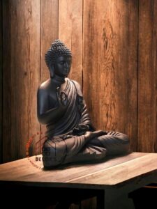 Desired Decors Beautiful Sitting Buddha Idol Statue For Home & Garden Living Room | Healing Spirit Blessing Buddha Statue - 15 Inch Size (Black)