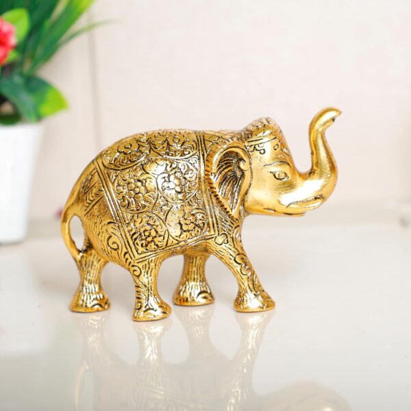Metal Elephant Statue Medium Size Gold Polish 2 pcs Set for Showpiece Your Home,Office Table & Gift Article,Animal Decorative Showpiece Figurines..., Animal - Image 4