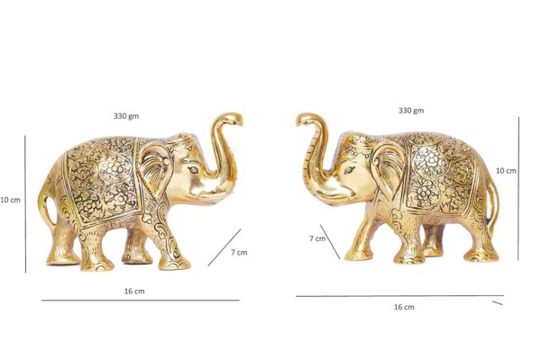 Metal Elephant Statue Medium Size Gold Polish 2 pcs Set for Showpiece Your Home,Office Table & Gift Article,Animal Decorative Showpiece Figurines..., Animal - Image 5