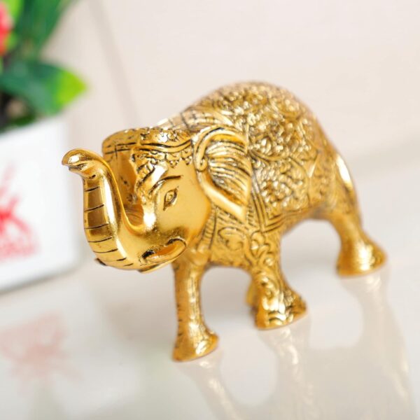Metal Elephant Statue Medium Size Gold Polish 2 pcs Set for Showpiece Your Home,Office Table & Gift Article,Animal Decorative Showpiece Figurines..., Animal - Image 6