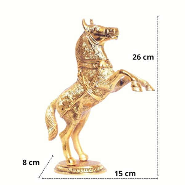 Jumping Horse Set Metal Statue For Wealth,Income,Shining And Bright Future&Table Top Figurine For Living Room,Office,Bedroom,Decorative,Feng Shui&Vanstu,Animal Showpiece Figurines...,Gold - Image 2