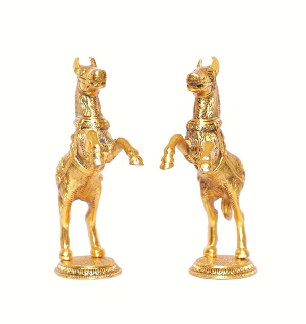 Jumping Horse Set Metal Statue For Wealth,Income,Shining And Bright Future&Table Top Figurine For Living Room,Office,Bedroom,Decorative,Feng Shui&Vanstu,Animal Showpiece Figurines...,Gold - Image 4