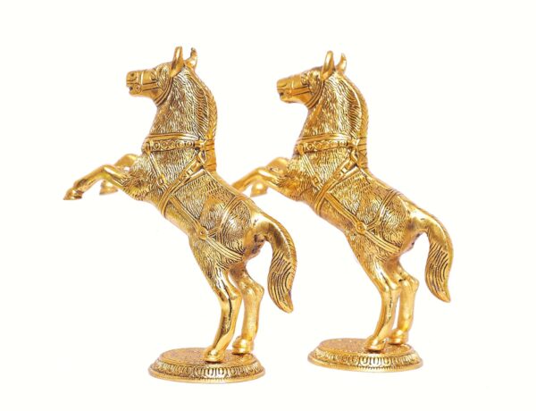 Jumping Horse Set Metal Statue For Wealth,Income,Shining And Bright Future&Table Top Figurine For Living Room,Office,Bedroom,Decorative,Feng Shui&Vanstu,Animal Showpiece Figurines...,Gold - Image 5