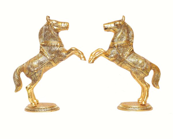 Jumping Horse Set Metal Statue For Wealth,Income,Shining And Bright Future&Table Top Figurine For Living Room,Office,Bedroom,Decorative,Feng Shui&Vanstu,Animal Showpiece Figurines...,Gold - Image 6