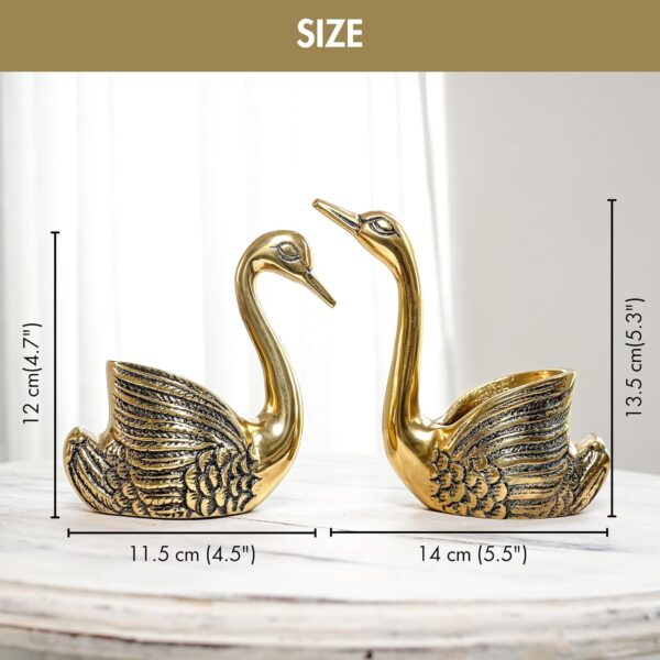 Desired Aluminium Pair of Swans for Good Luck and Love | Candle Holder for Home Decor Gold - Image 5