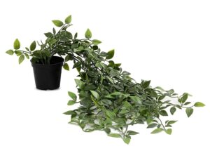 Desired Decors Artificial Hanging Plant for Home Decor – Balcony Decoration Items, Outdoor Garden Decorative Fake Plant, Plastic Vine Leaves with Pot, Long Green Leaf Vines for Living Room, Wall, Window