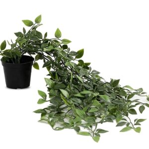 Desired Decors Artificial Hanging Plant for Home Decor – Balcony Decoration Items, Outdoor Garden Decorative Fake Plant, Plastic Vine Leaves with Pot, Long Green Leaf Vines for Living Room, Wall, Window