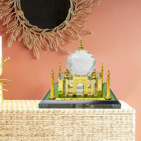 Desired Decors Crystal Glass Taj Mahal Home Decoration Showpiece, Home Decor Gift Corporate Office Gift Car Dashboard Showpiece Collectable (8.5 cm x 9 cm x 8.5 cm) - Image 4