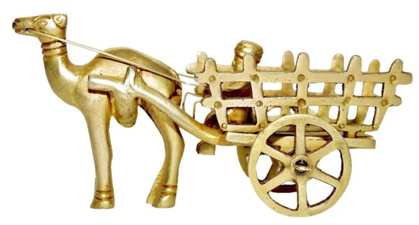 Desired Decors Brass Camel Cart Showpiece for Home Decor Gift, 12 cm Tall, Gold, 1 Piece - Image 2