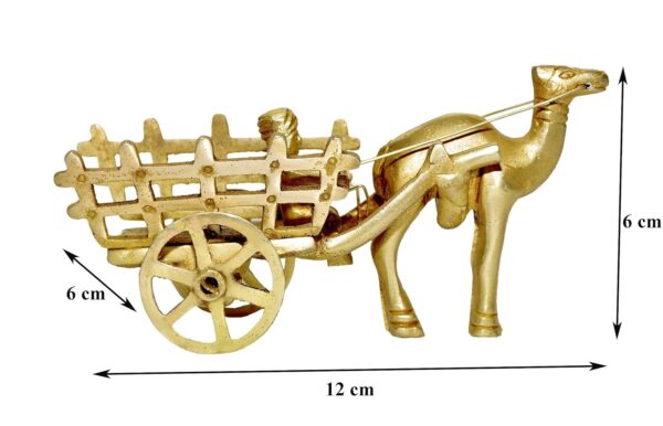Desired Decors Brass Camel Cart Showpiece for Home Decor Gift, 12 cm Tall, Gold, 1 Piece - Image 3