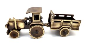 Desired Decors 9 Inches Brass Tractor with Trolley Miniature Showpiece, Brass Decor Showpiece, Vintage Showpieces for Home Decor, Weight - 1.3 Kg, Standard, Pack of 1