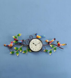 Desired Decors Handpainted Metal Bird Frame Traditional Wall Clock (Multicolour)