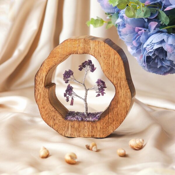 Crystal Tree Set in Wooden Ring | Gift Spiritual Item for Energy Flow & Chakra Healing - Image 2
