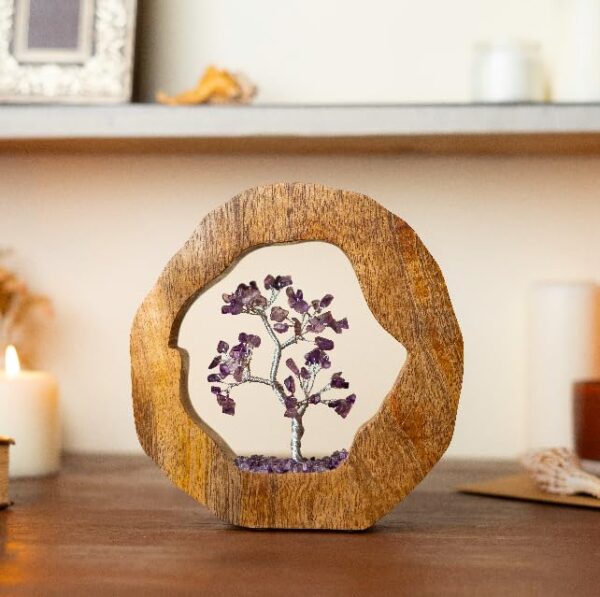 Crystal Tree Set in Wooden Ring | Gift Spiritual Item for Energy Flow & Chakra Healing - Image 3