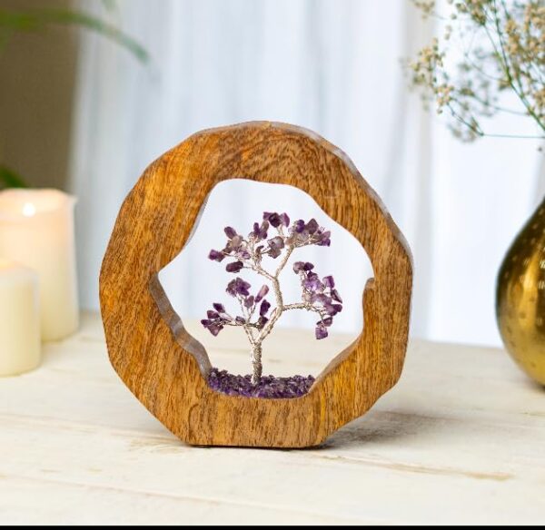Crystal Tree Set in Wooden Ring | Gift Spiritual Item for Energy Flow & Chakra Healing - Image 4